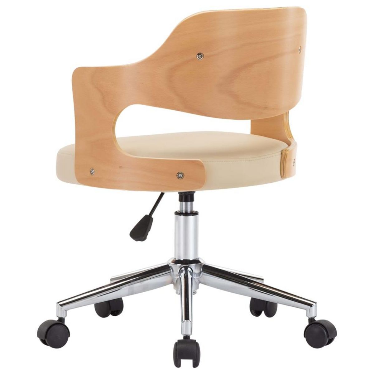 VIDAXL Chaise pivotante de bureau Creme Bois courbe et similicuir