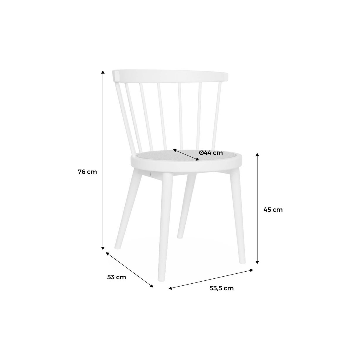 SWEEEK Lot de 2 chaises naturelles en bois et cannage. Nora. L 54 x P 54 x H 76.5cm.