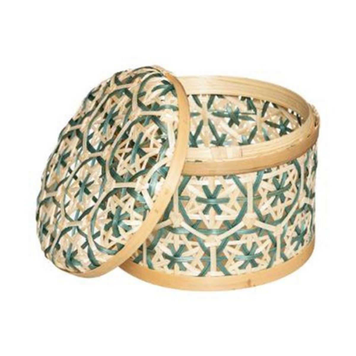 ATMOSPHERA Lot de 2 Boîtes de Rangement  Idylle Folk  20cm Bleu