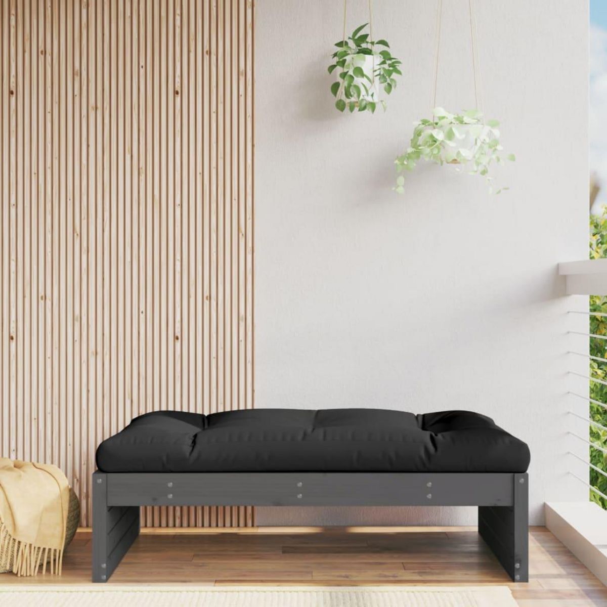 VIDAXL Repose-pied de jardin 120x80 cm gris bois de pin massif