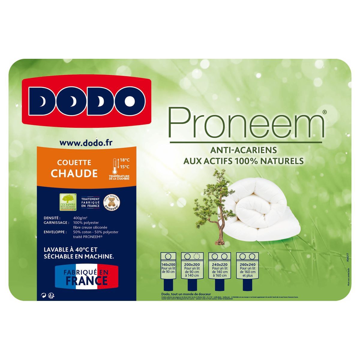 DODO Couette chaude traitée anti-acariens PRONEEM