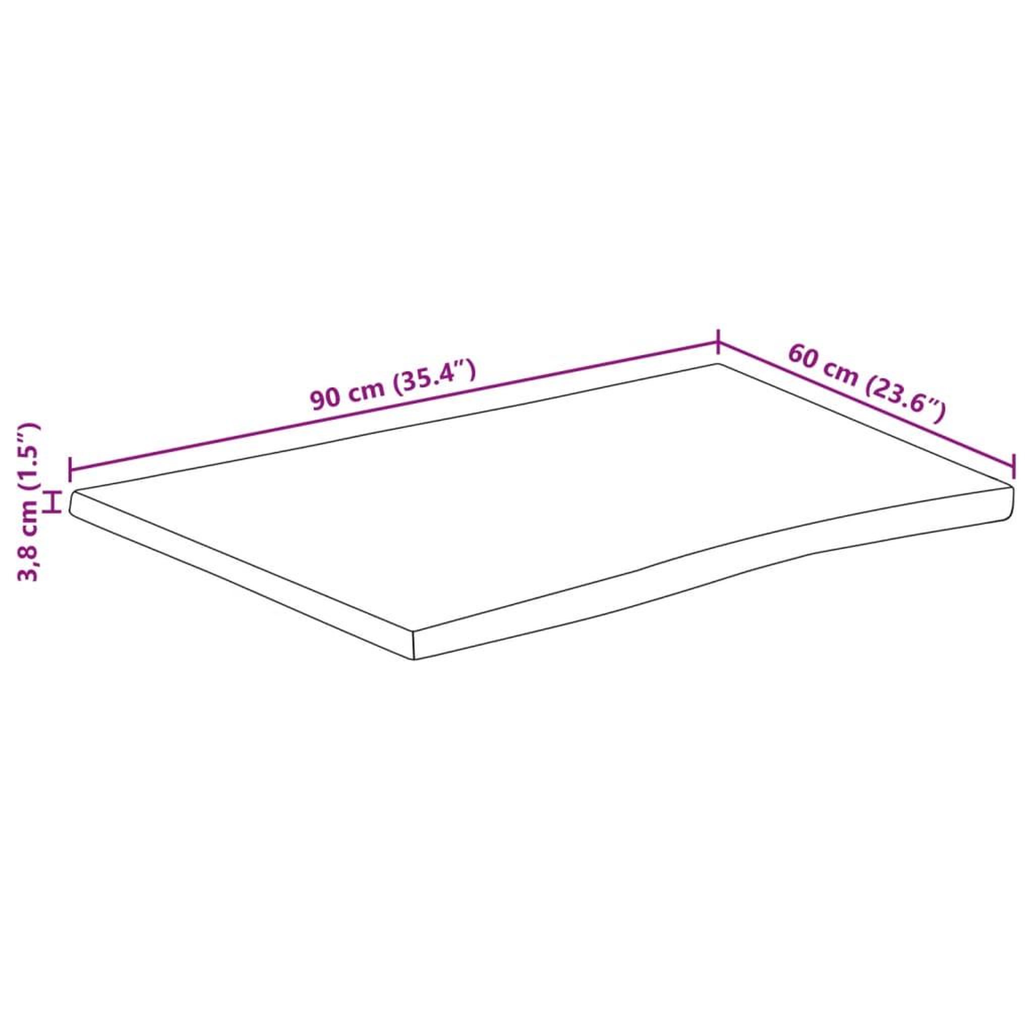 Voir la diapositive 6 : VIDAXL Dessus de table 90x60x3,8 cm bord vivant bois massif manguier