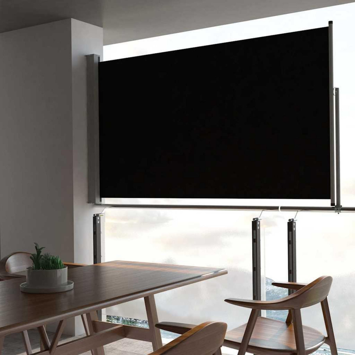 VIDAXL Auvent lateral retractable de patio 140 x 300 cm Noir