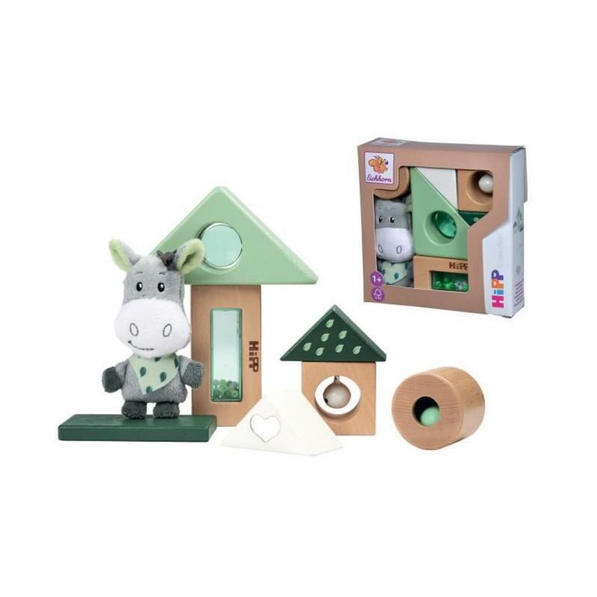 Eichhorn Jouet musical Eichhorn EH Baby Hipp en bois avec peluche