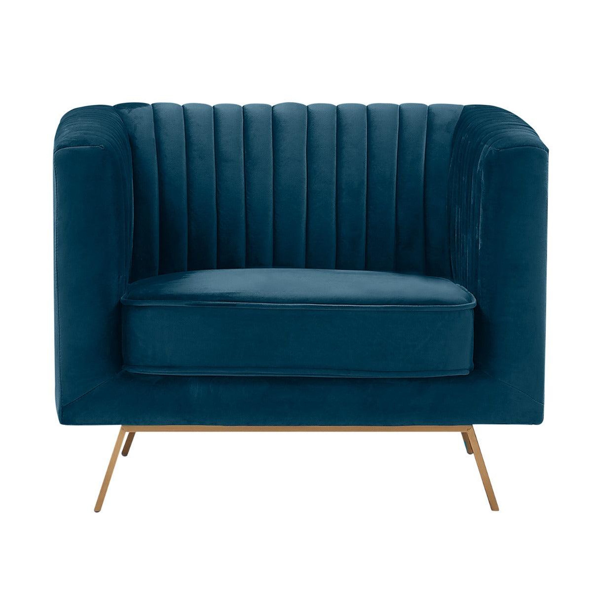 MAISON PAVANE Fauteuil en velours bleu foncé-Gatsby