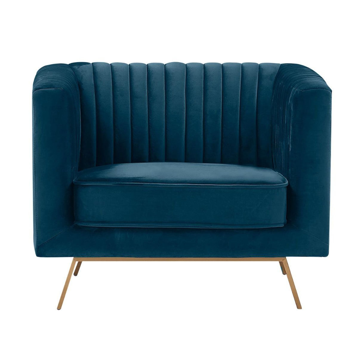 Rendez vous déco Fauteuil en velours bleu foncé-Gatsby