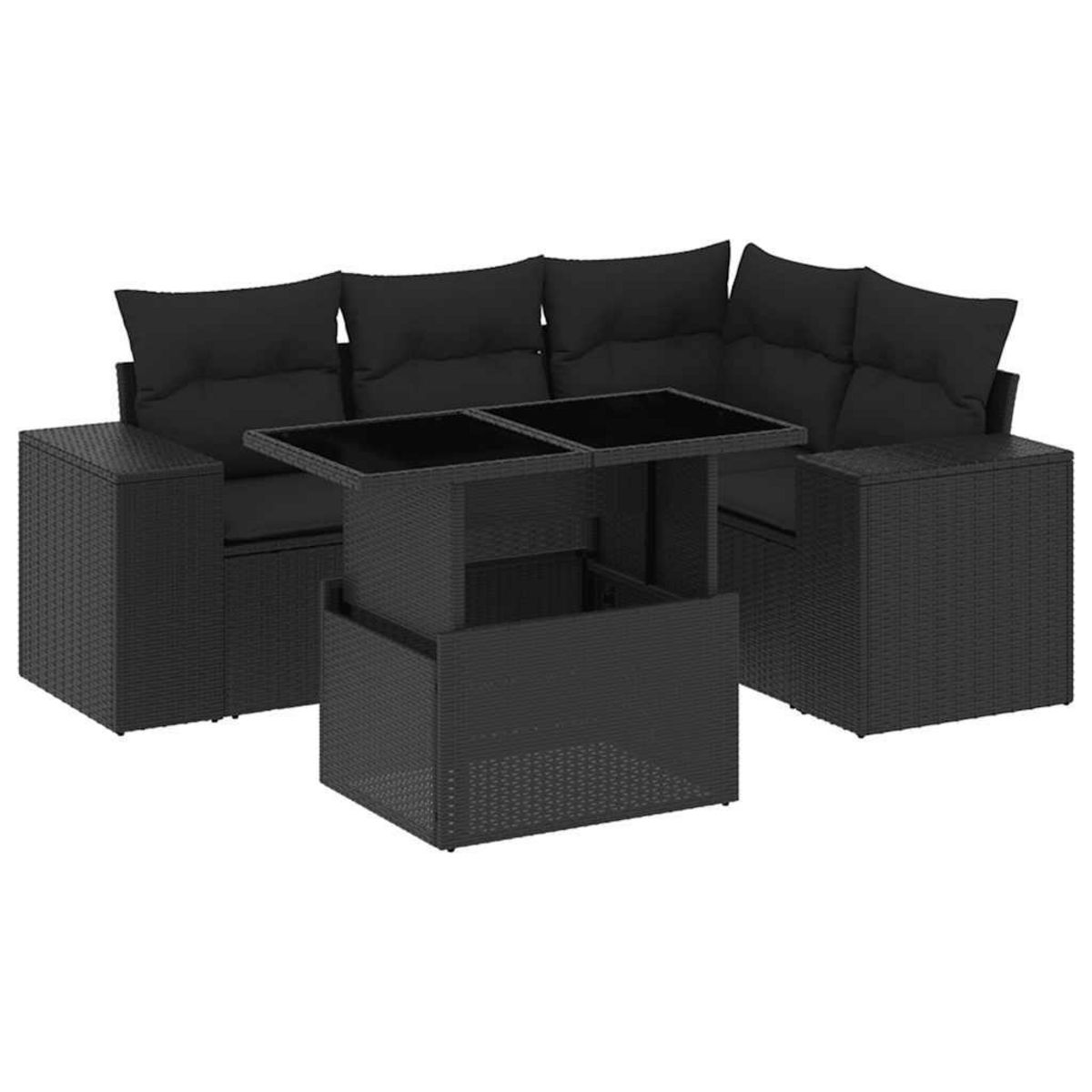 VIDAXL Salon de jardin 5 pcs avec coussins noir resine tressee