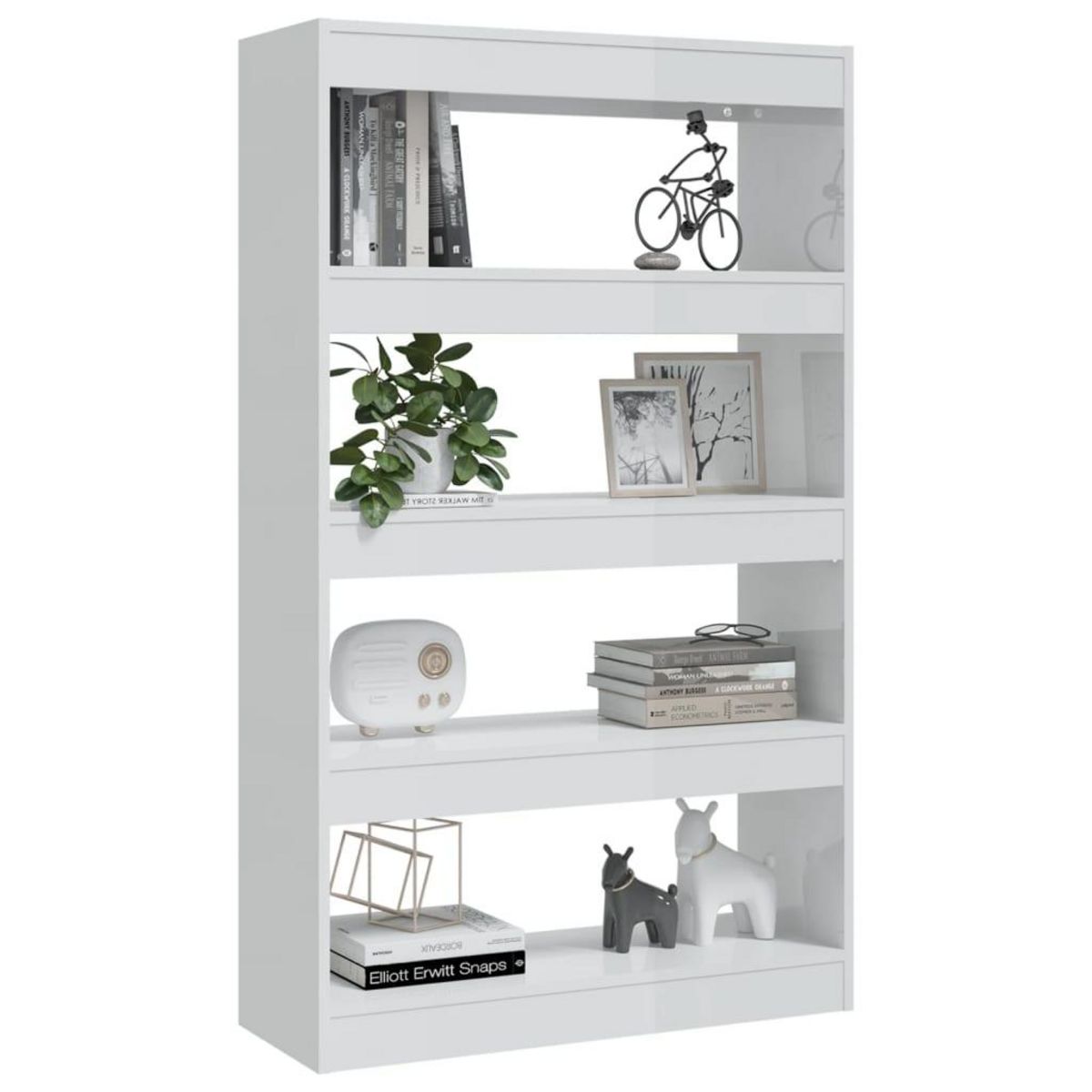 VIDAXL Bibliotheque/Separateur de piece Blanc brillant bois ingenierie