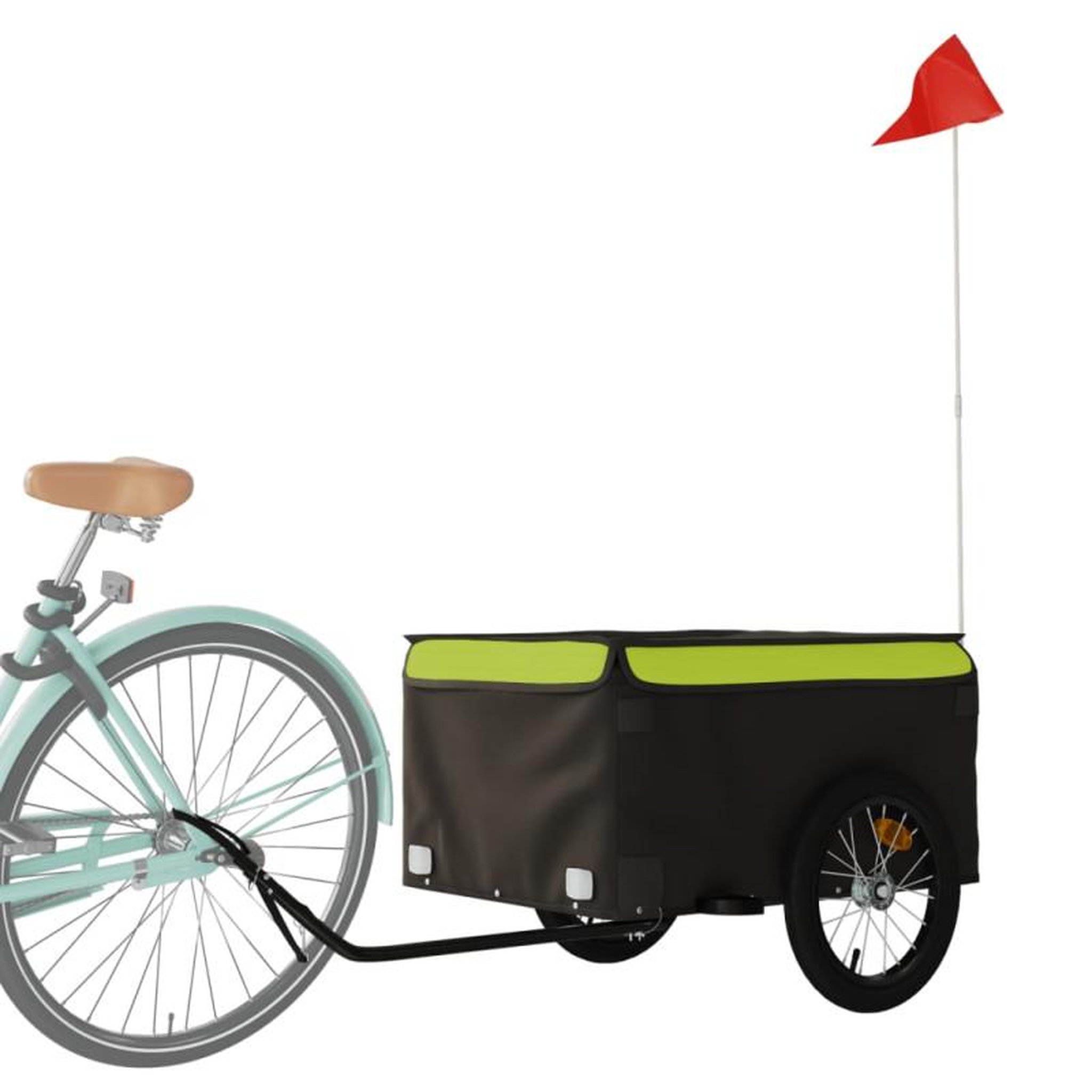 Voir la diapositive 3 : VIDAXL Remorque de vélo noir et vert 45 kg fer