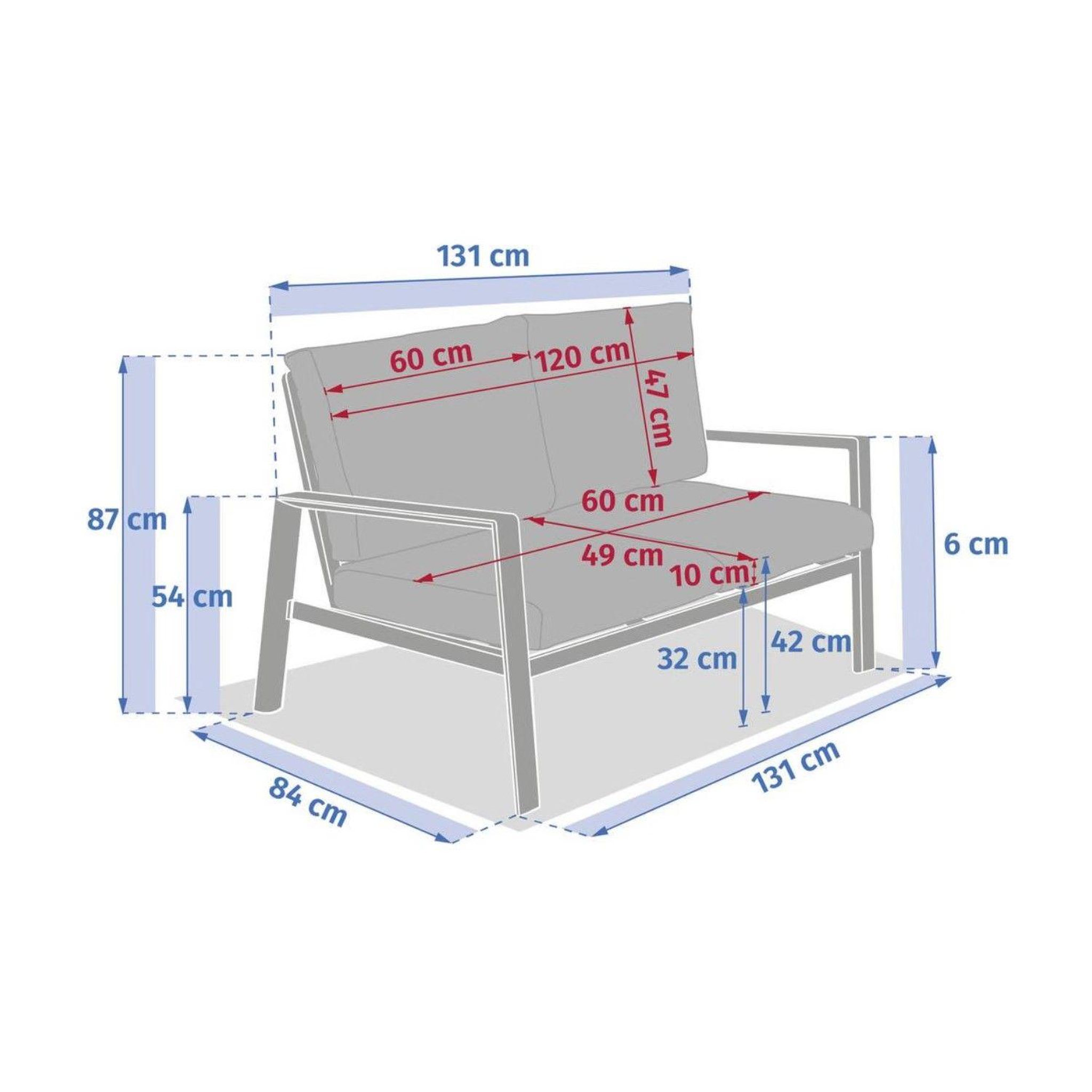 Voir la diapositive 2 : HESPERIDE Canapé de jardin en aluminium 2 places luzane - argile
