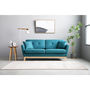 Voir la diapositive 2 : CONCEPT USINE Canapé 3 places scandinave et 2 coussins en tissu bleu canard HOGA