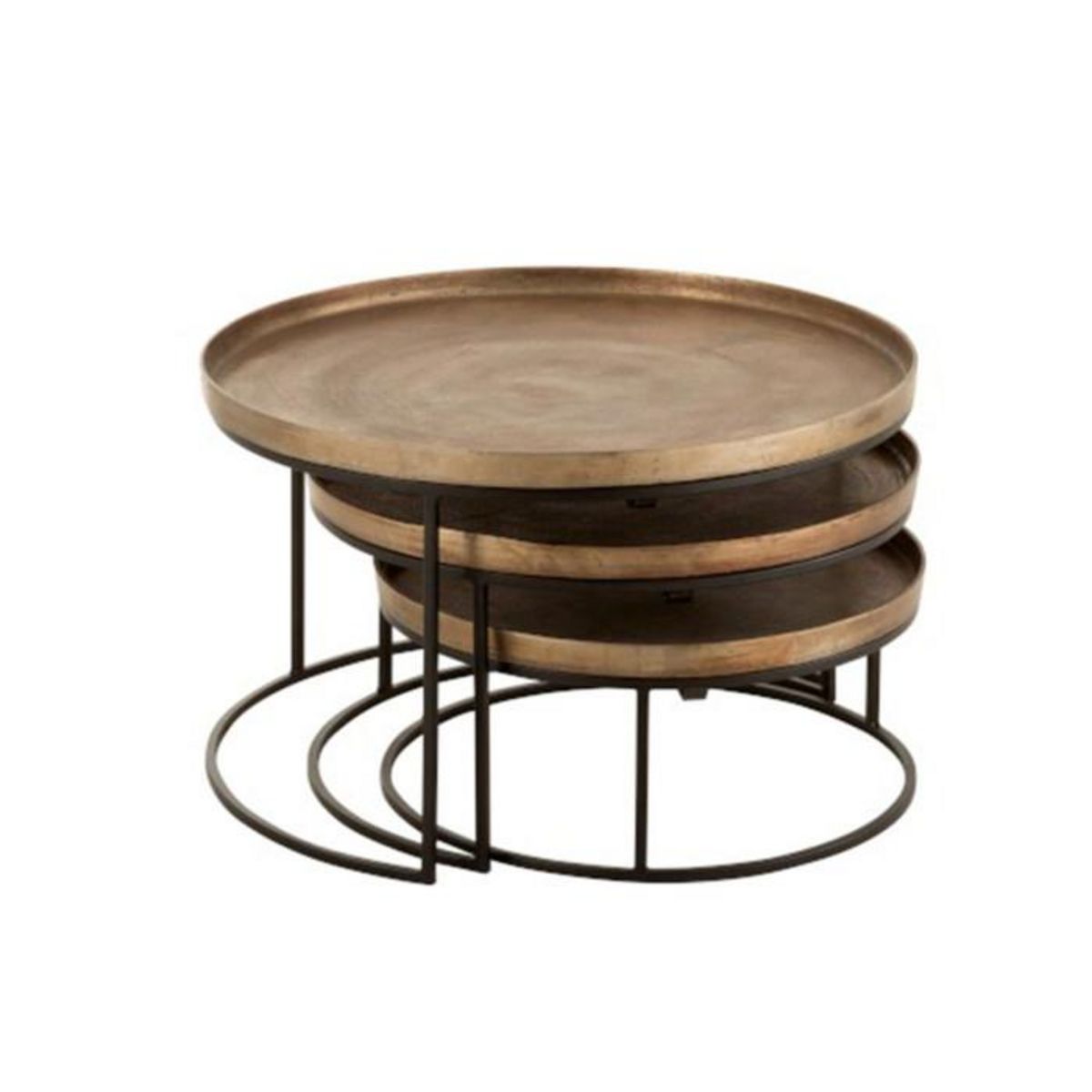 Paris Prix Lot de 3 Tables Basses Gigognes  Bano  80cm Rouille