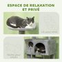 Voir la diapositive 6 : PAWHUT Arbre à chat 2 niches grattoir griffoirs plate-formes 2 niches 2 jouets pompons peluche grise
