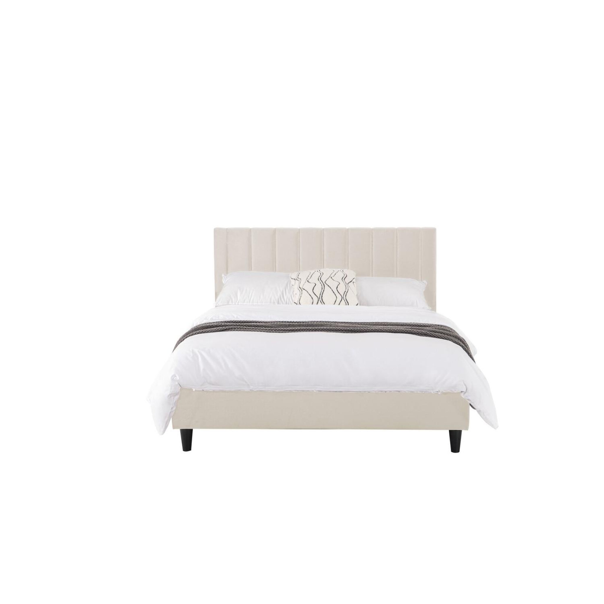 CONCEPT USINE Lit 160x200 cm en velours beige CAMBRIDGE