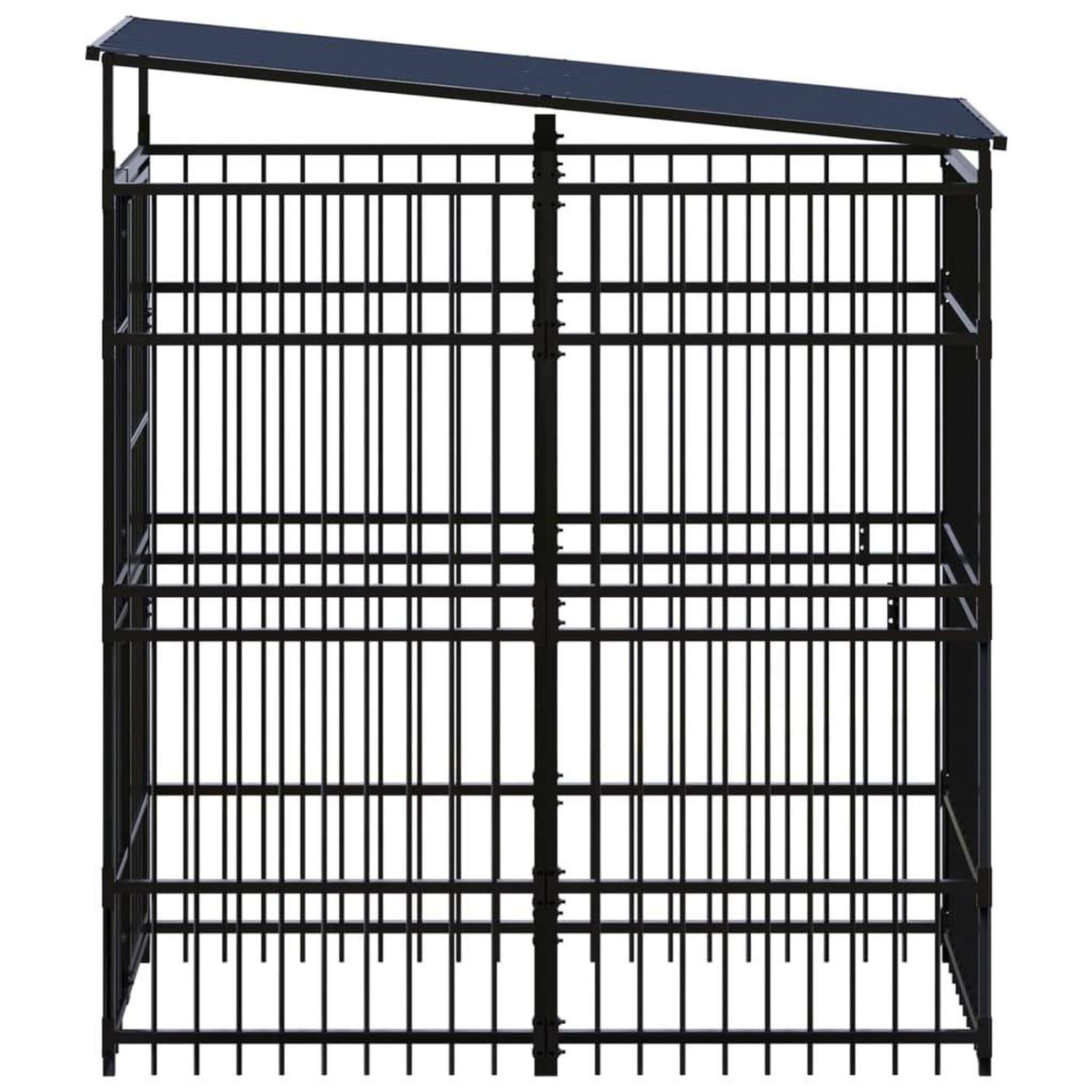 Voir la diapositive 3 : VIDAXL Chenil d'exterieur avec toit pour chiens Acier 1,84 m²