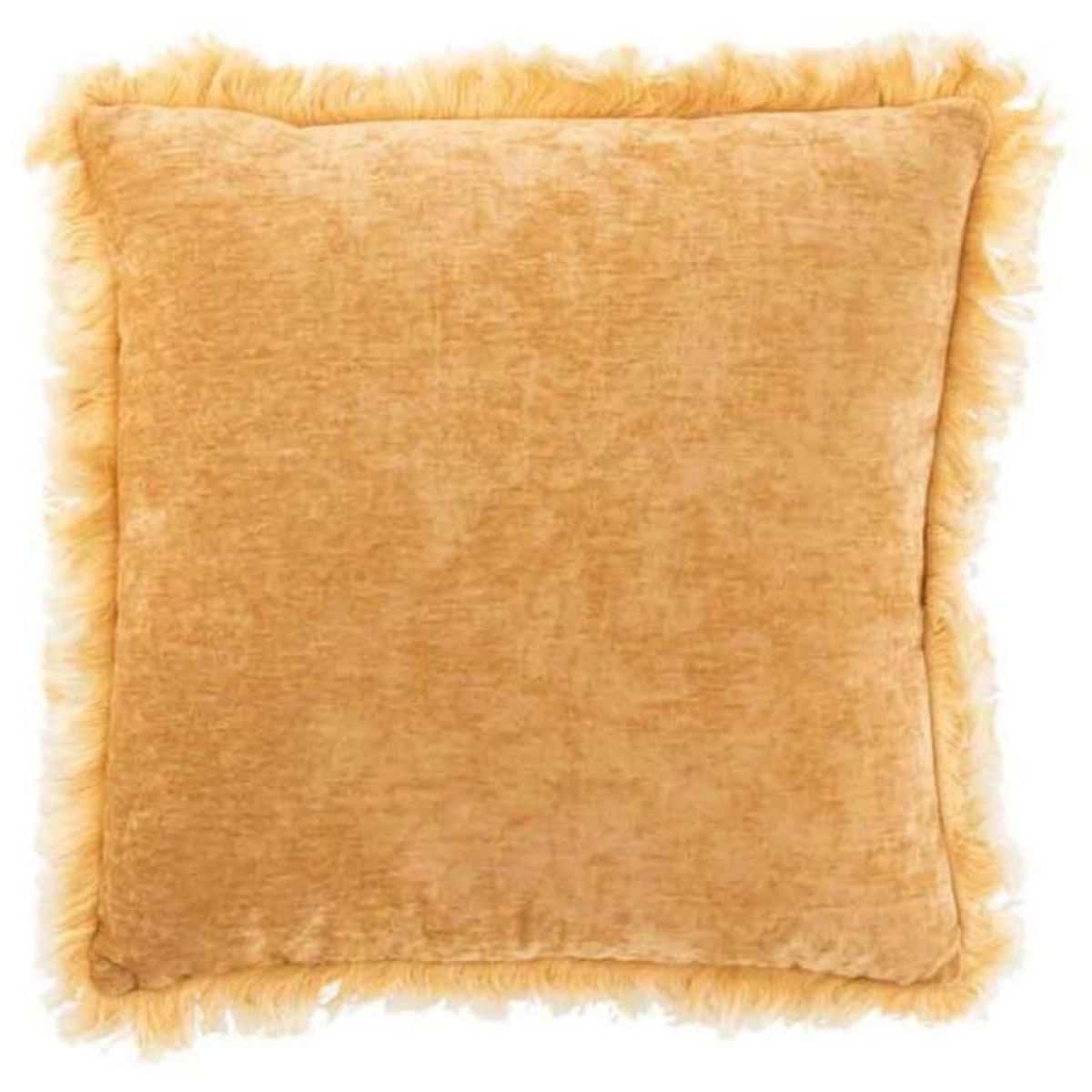 Paris Prix Coussin Déco  Franges  45x45cm Jaune Ocre