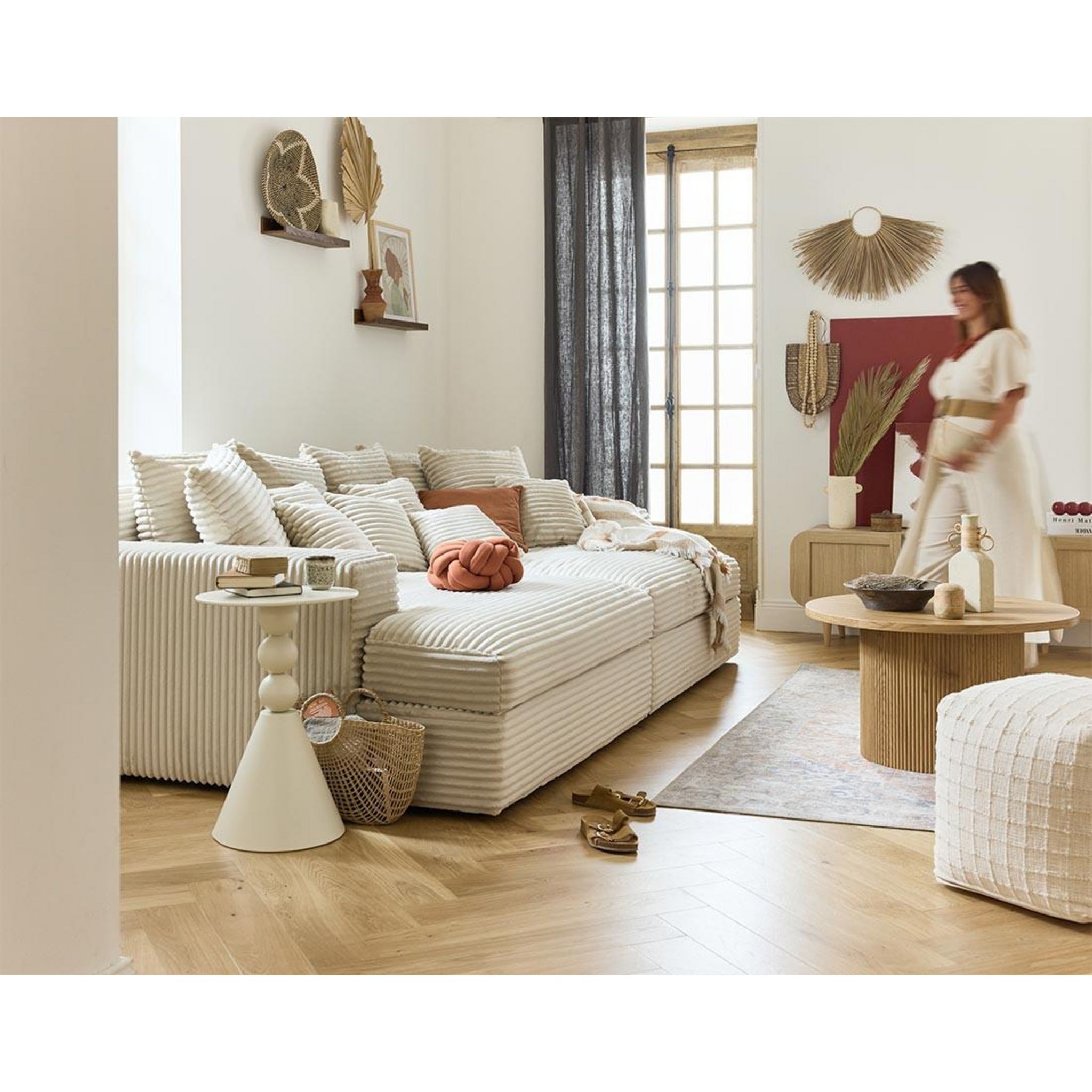 LISA DESIGN Collins - canapé droit 4 places avec double méridienne ...
