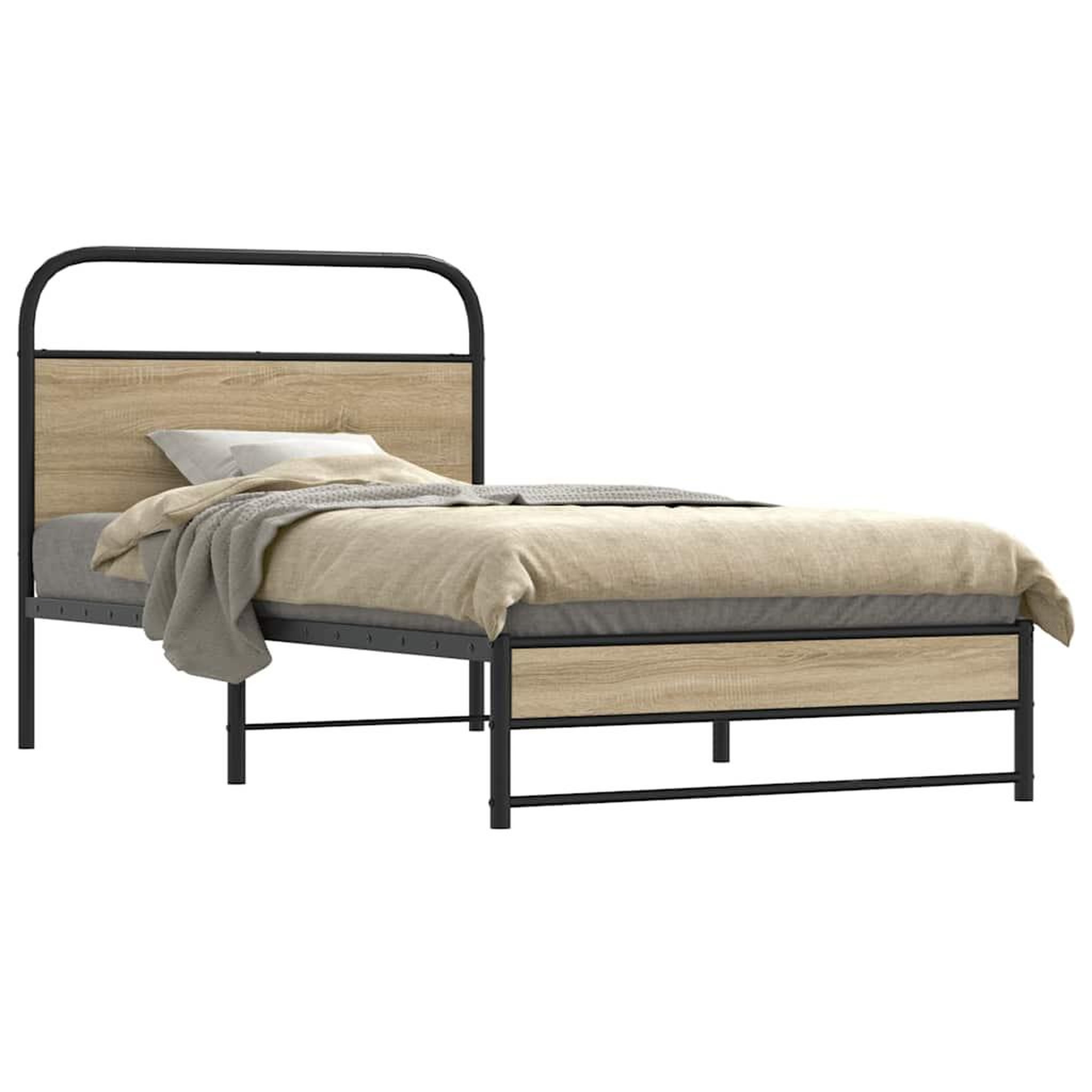 VIDAXL Cadre de lit sans matelas 100x190 cm chene fume bois ingenierie