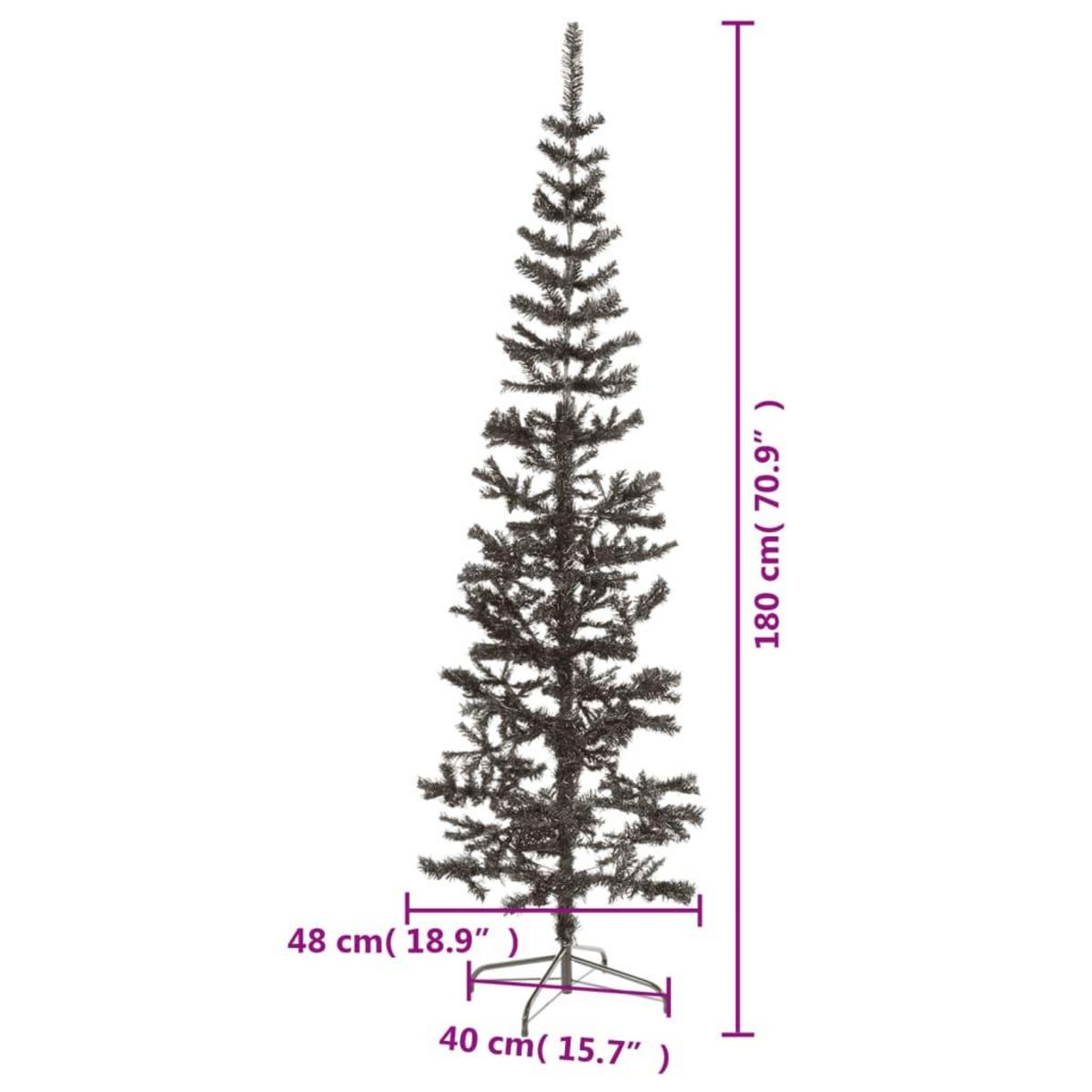 VIDAXL Sapin de Noël etroit Noir 180 cm
