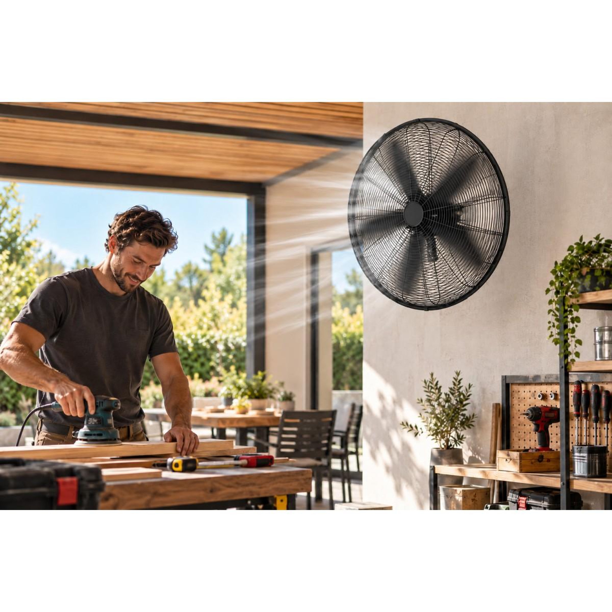 Voir la diapositive 4 : INTEC Ventilateur sur pied 130w industriel ø66cm h160cm max 3 vitesses 3 pales métal - oscillant - brasseur d'air garages entrepôt