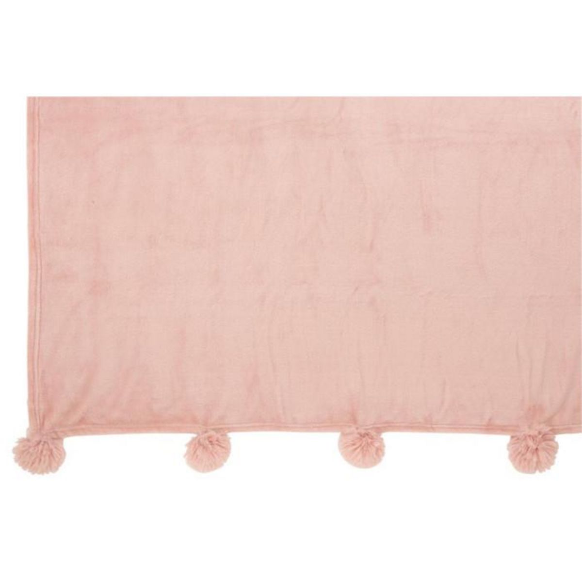 Paris Prix Plaid Déco à Pompons  Polyes  130x170cm Rose Bébé