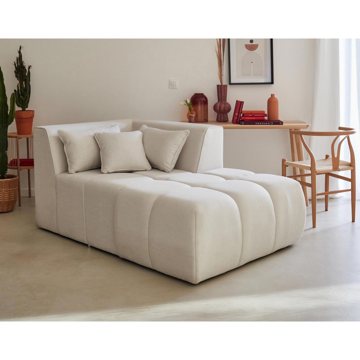 LISA DESIGN Caracas - module d'assise méridienne droit - en tissu