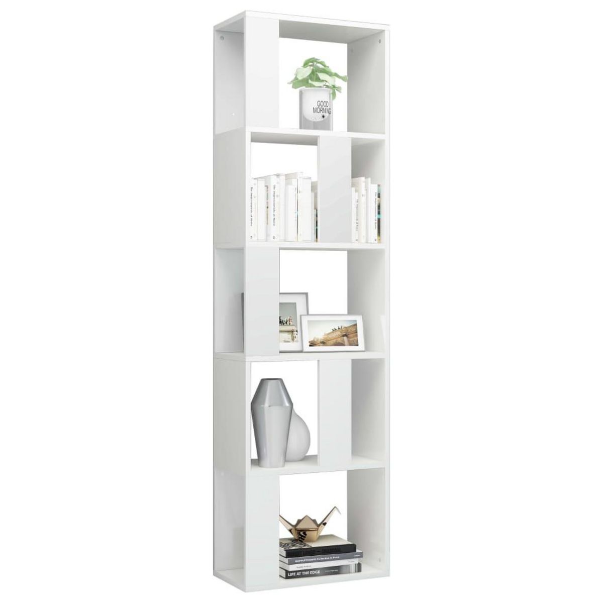 VIDAXL Bibliotheque/Separateur de piece Blanc brillant Bois ingenierie