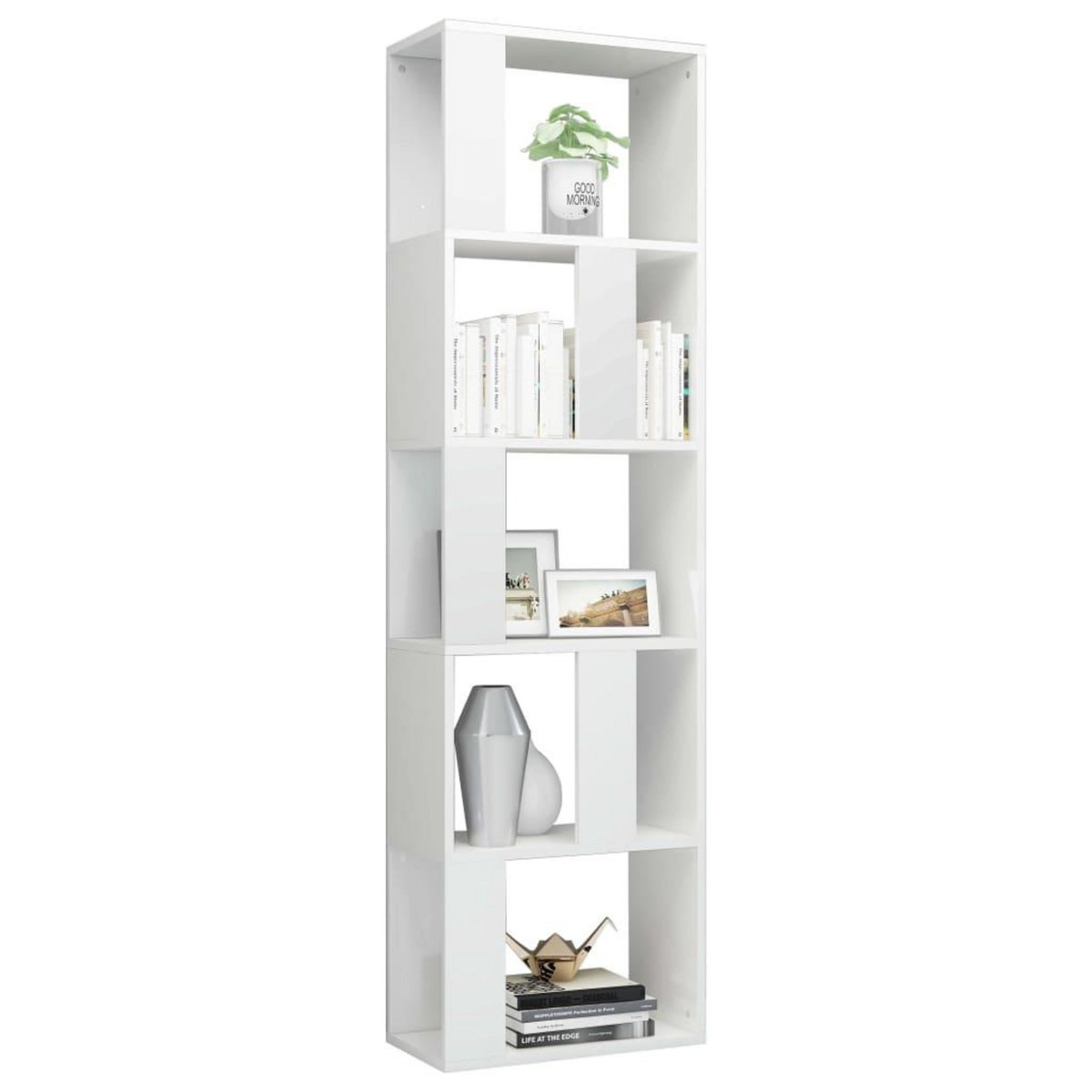 VIDAXL Bibliotheque/Separateur de piece Blanc brillant Bois ingenierie