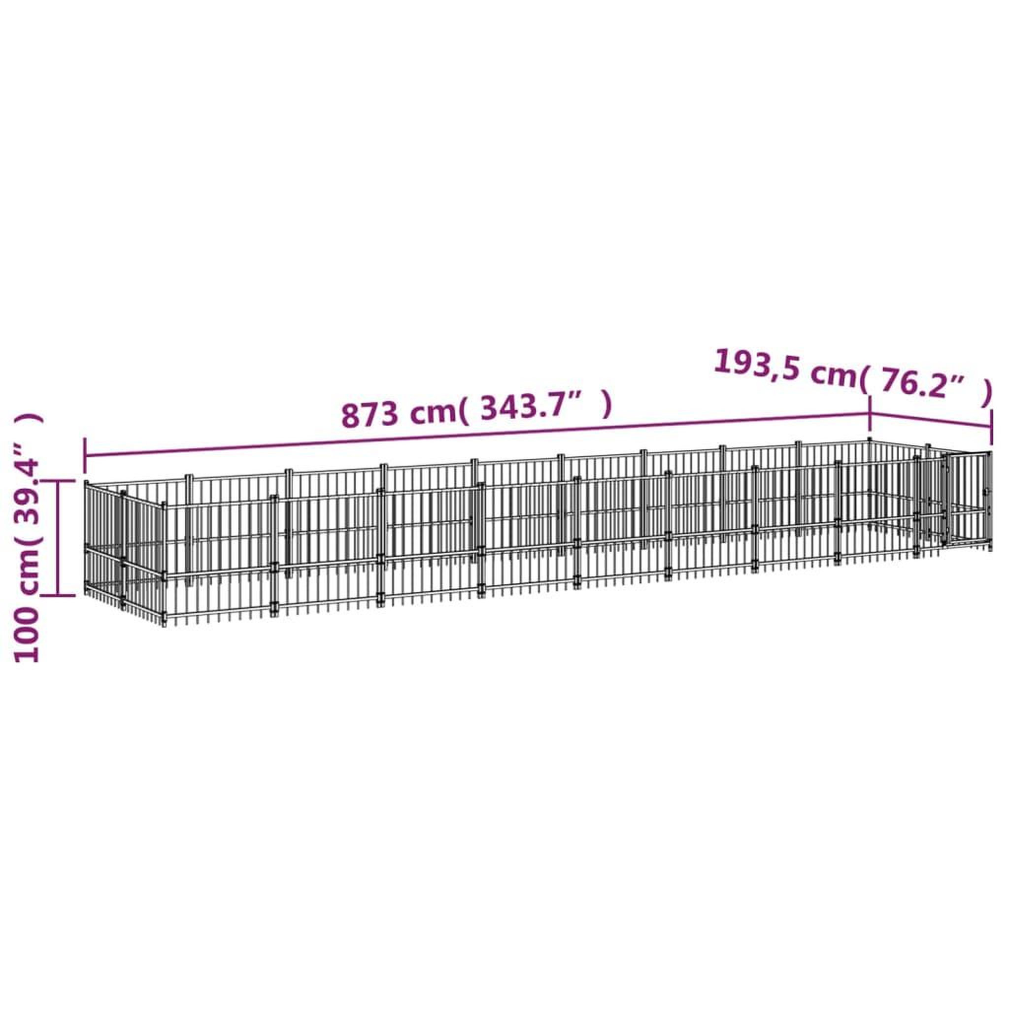 Voir la diapositive 6 : VIDAXL Chenil d'exterieur pour chiens Acier 16,89 m²