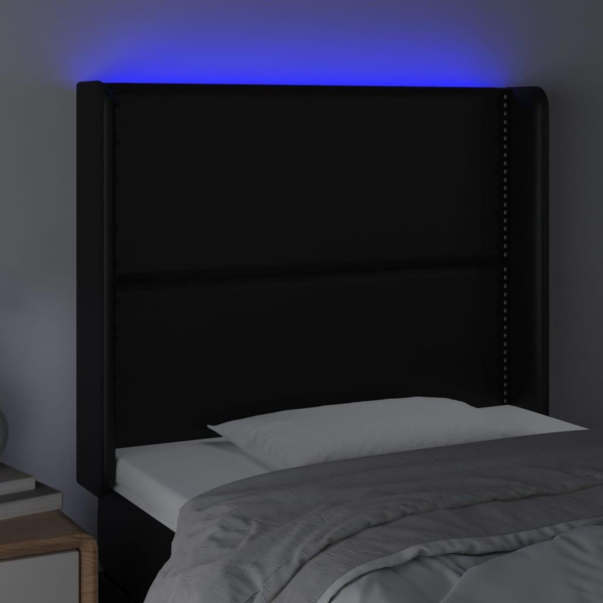 Voir la diapositive 4 : VIDAXL Tete de lit a LED Noir 103x16x118/128 cm Similicuir