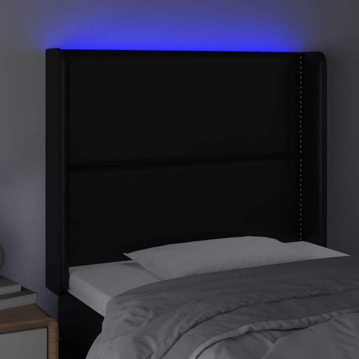 VIDAXL Tete de lit a LED Noir 103x16x118/128 cm Similicuir
