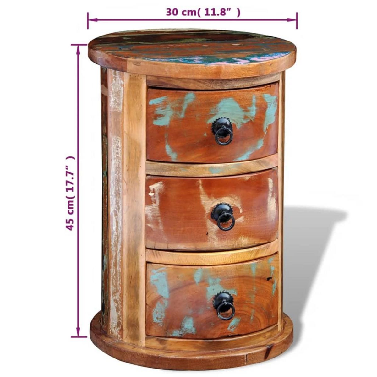 VIDAXL Armoire avec 3 tiroirs Bois de recuperation massif