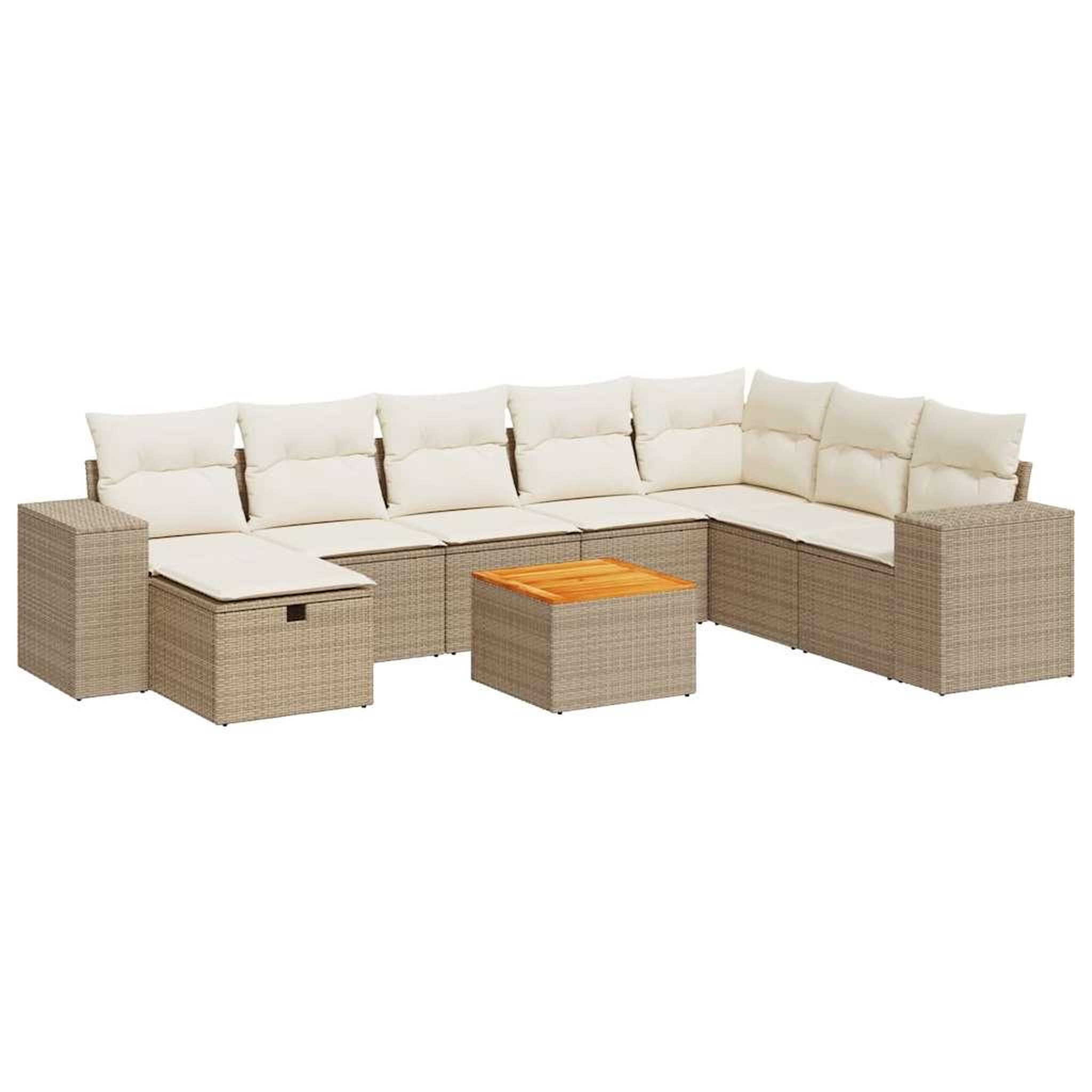Voir la diapositive 2 : VIDAXL Salon de jardin avec coussins 9 pcs beige resine tressee