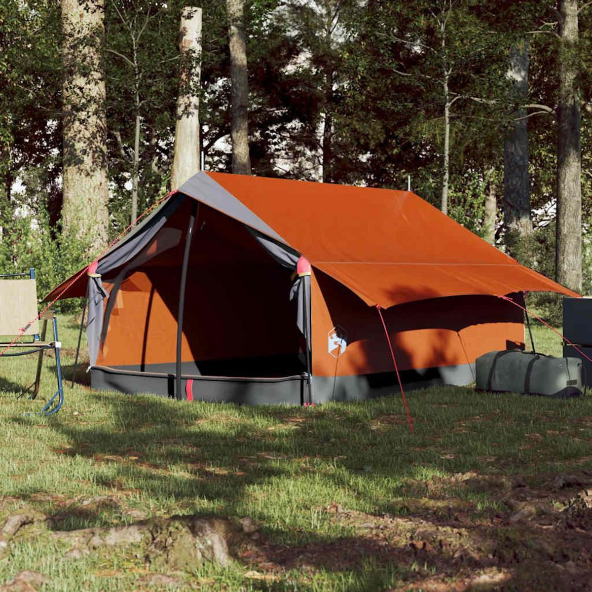 VIDAXL Tente de camping 2 personnes gris et orange impermeable