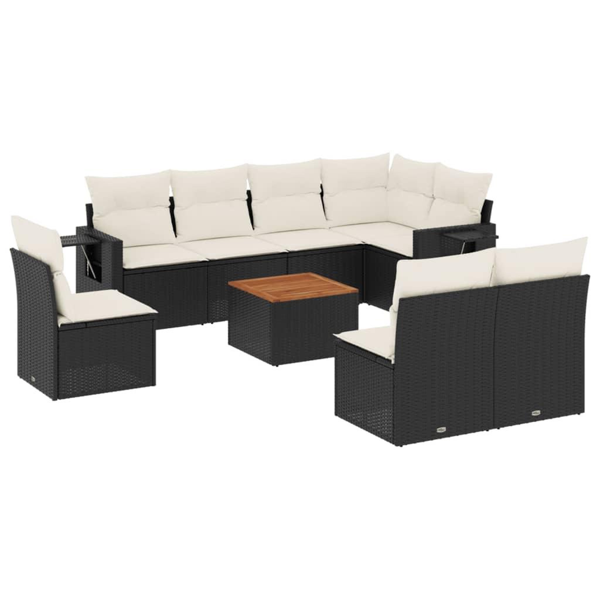 Voir la diapositive 2 : VIDAXL Salon de jardin 9 pcs avec coussins noir resine tressee