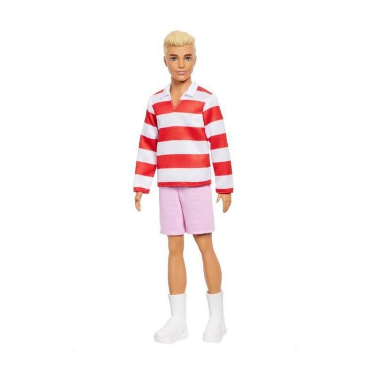 BARBIE Barbie - Poupée Ken Fashionistas avec haut a rayures rouges et short - Barbie - HYV01