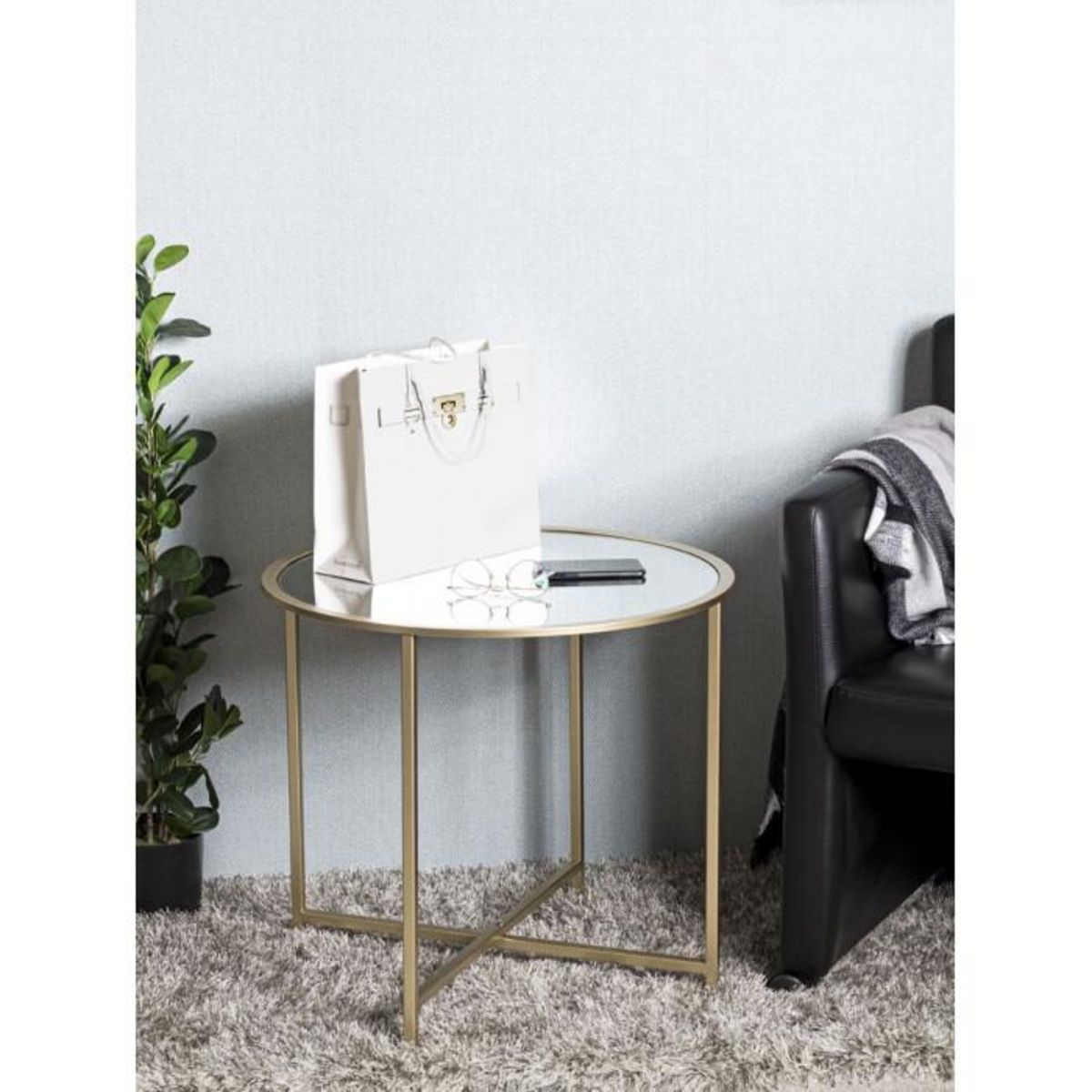 Paris Prix Table d'Appoint Design  Miroir  60cm Or