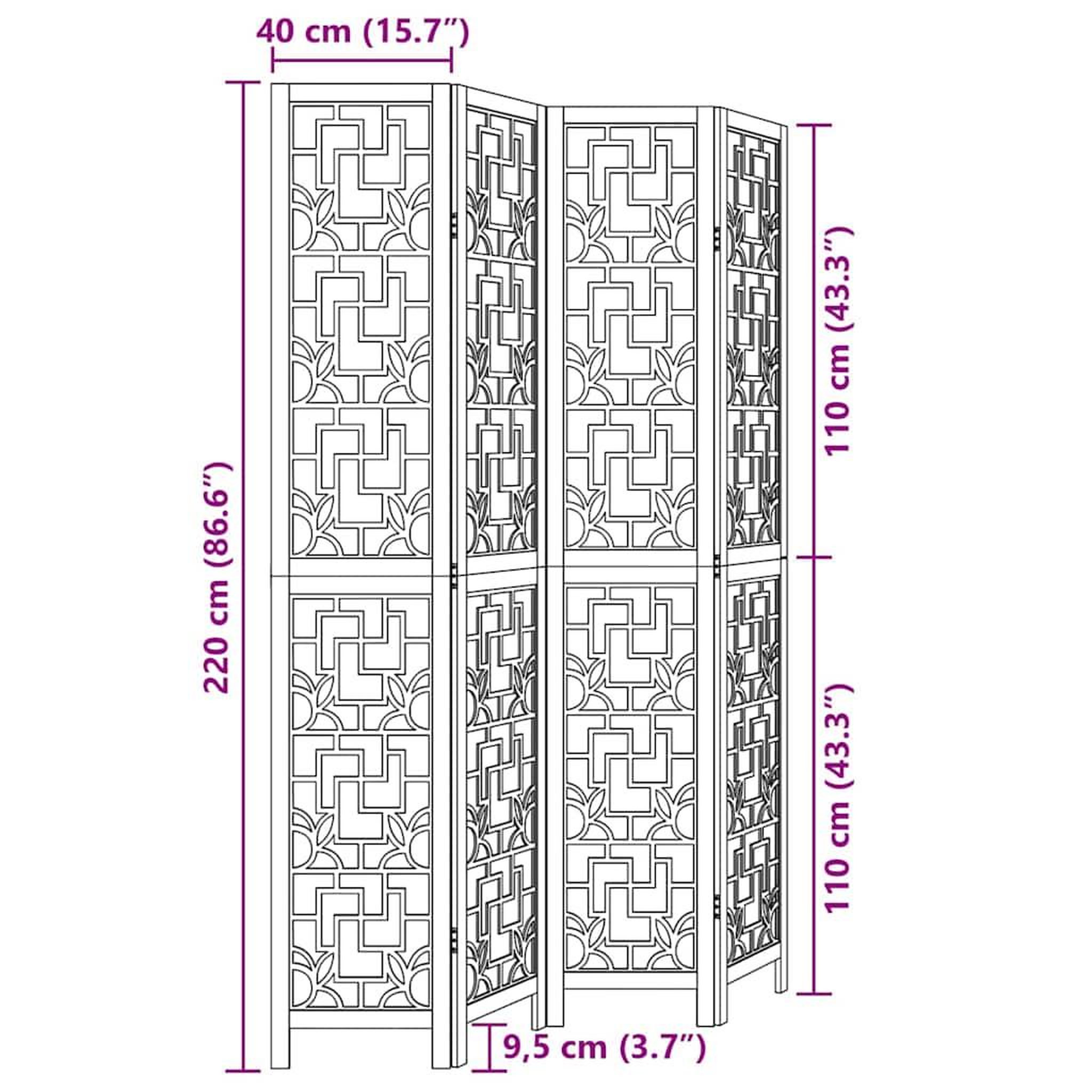 Voir la diapositive 6 : VIDAXL Cloison de separation 4 panneaux marron bois paulownia massif