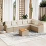 Voir la diapositive 1 : VIDAXL Salon de jardin avec coussins 8 pcs beige resine tressee