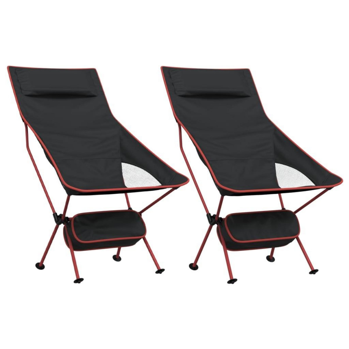 VIDAXL Chaise de camping pliables lot de 2 noir tissu oxford aluminium