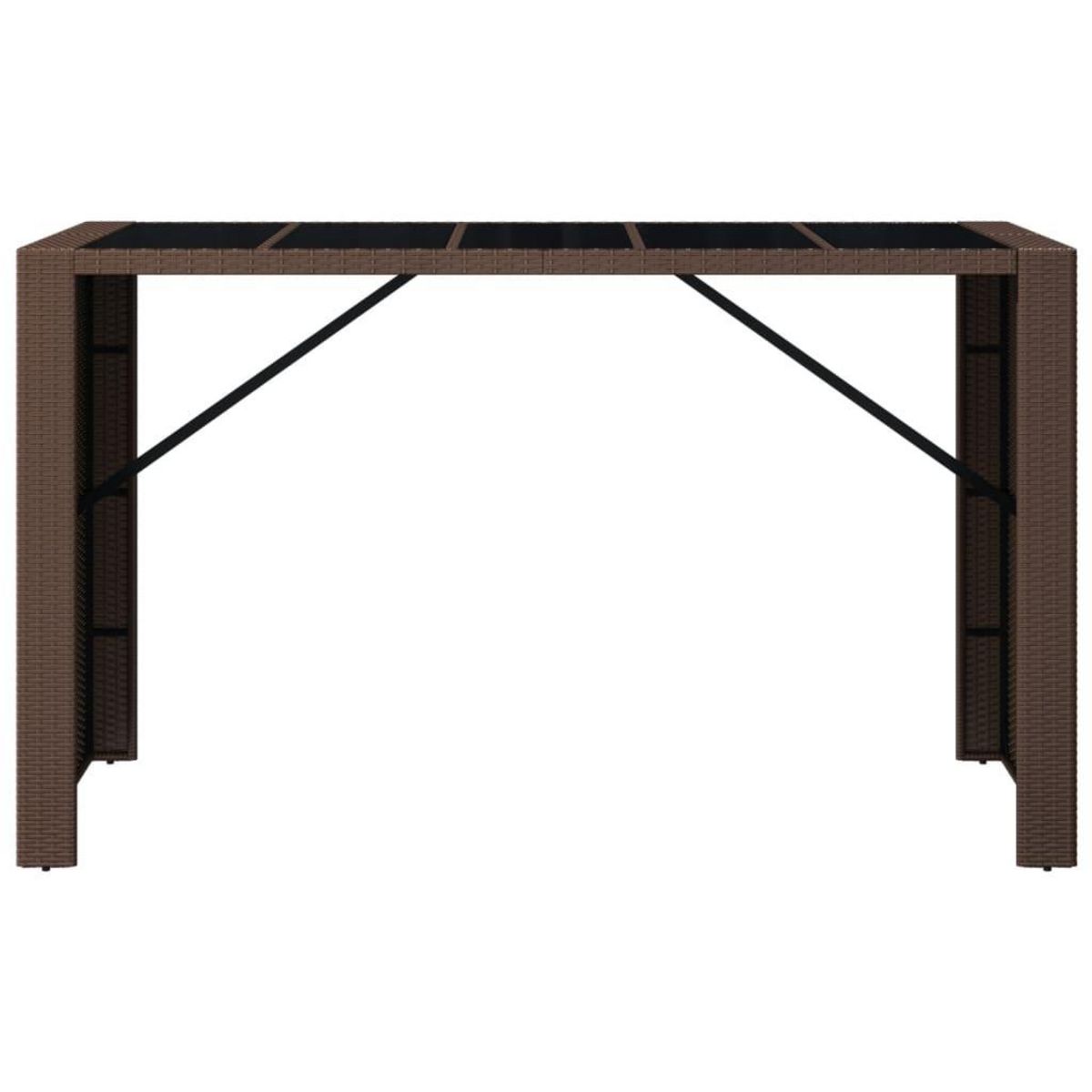 VIDAXL Table de bar et dessus en verre marron 185x80x110 cm poly rotin