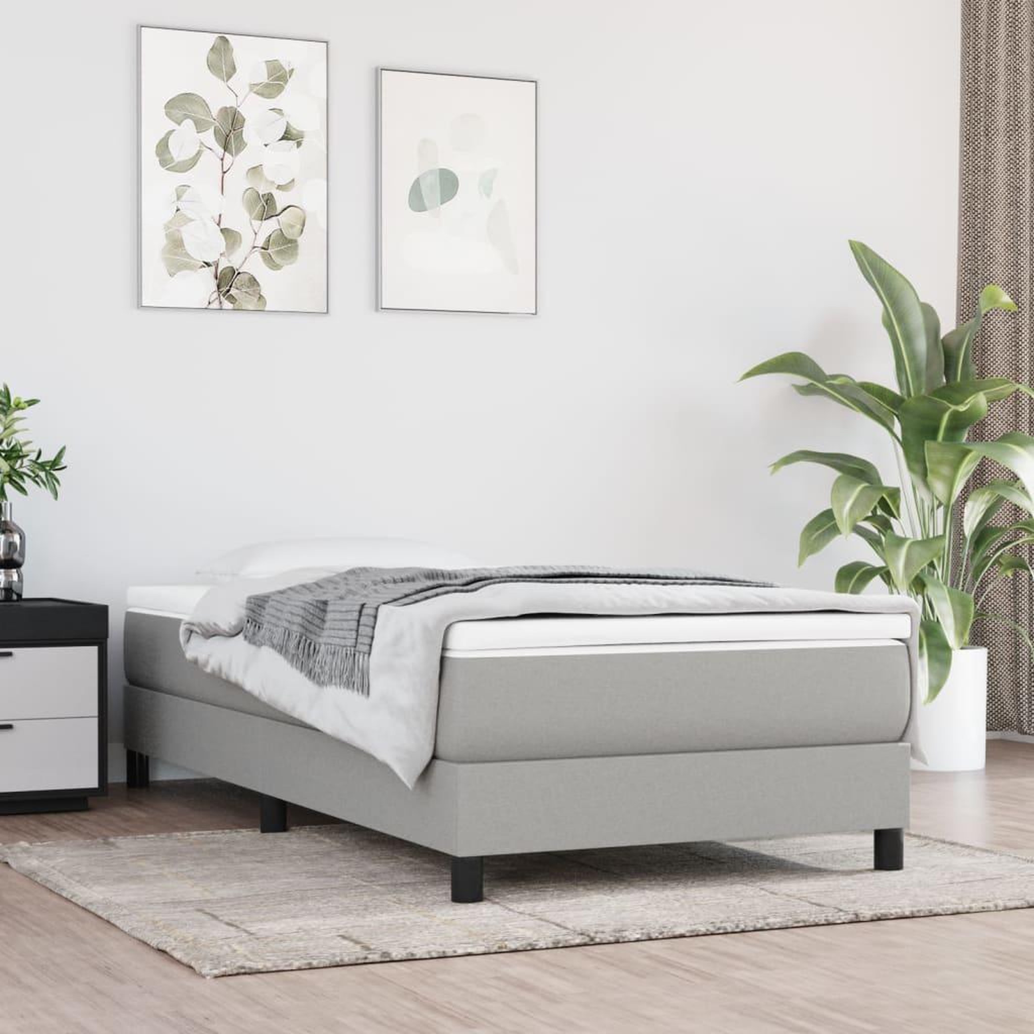 Voir la diapositive 1 : VIDAXL Sommier a lattes de lit avec matelas Gris clair 80x200 cm Tissu