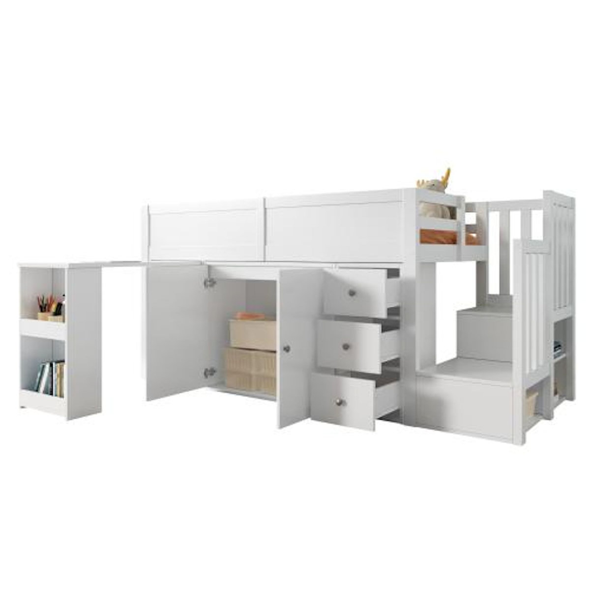 MERAX Lit combiné enfant 90x200 cm coloris blanc mdf