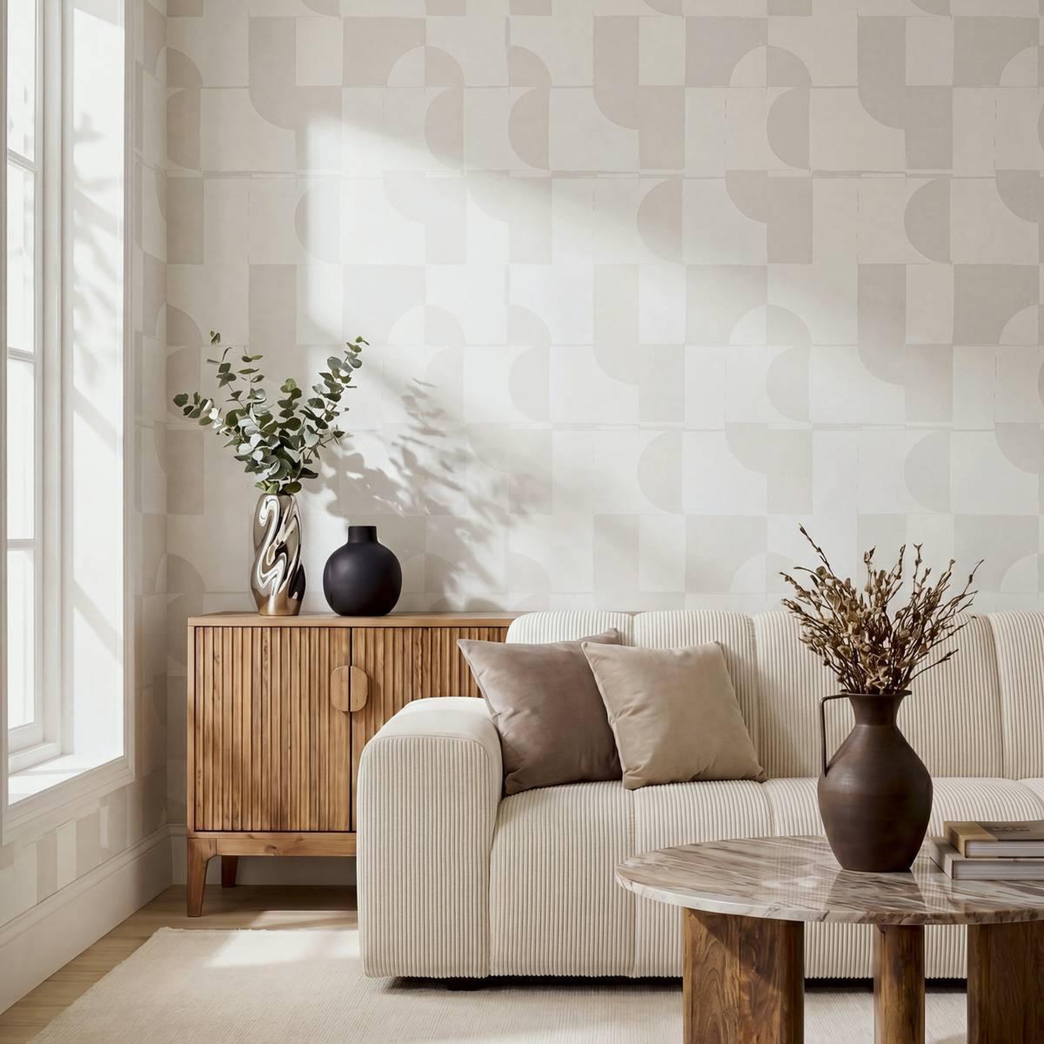 ATMOSPHERA Papier peint pré-encollé  manuel  53x1000cm beige