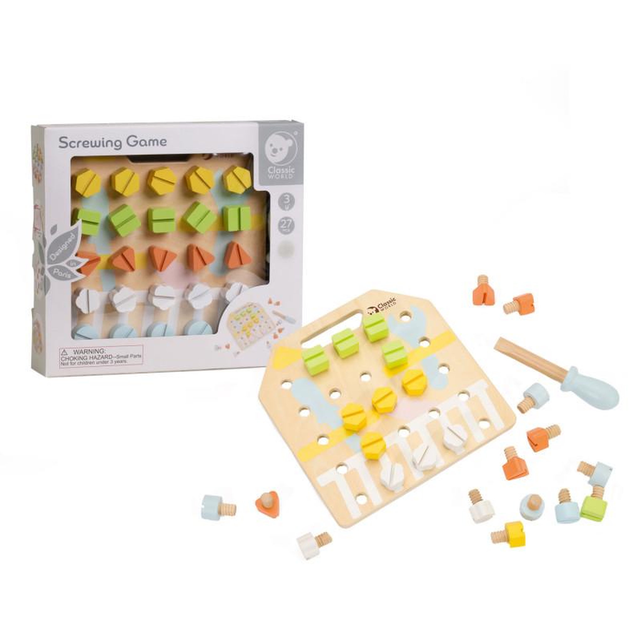 CLASSIC WORLD Classic World Wooden Screwboard Coordination Game, 27pcs. 20180
