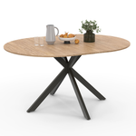 ID MARKET Table à manger extensible ronde ALIX 4-8 personnes pied araignée bois et noir 110-150 cm