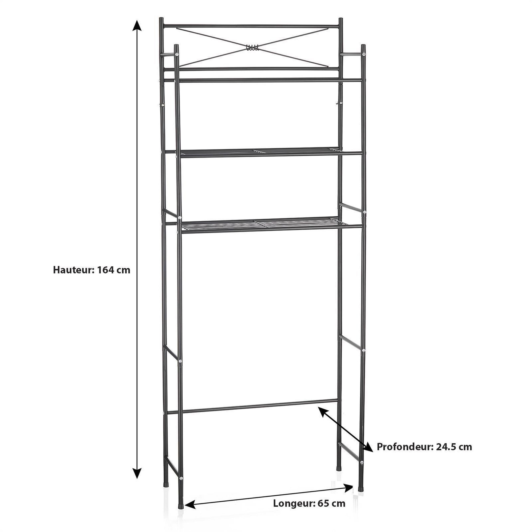 Voir la diapositive 4 : IDIMEX Etagère de salle de bain marsa, rangement pour wc/lave-linge, en métal