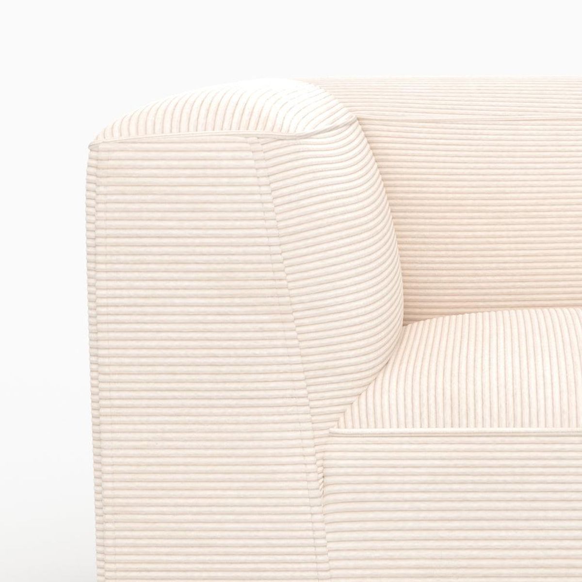 Rendez vous déco Canapé modulable en velours blanc 2 places avec pouf-Mina