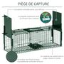 Voir la diapositive 4 : PAWHUT Piège de capture pour petits animaux type lapin rat - 2 entrées + poignée - dim. 60L x 18l x 20H cm - métal vert