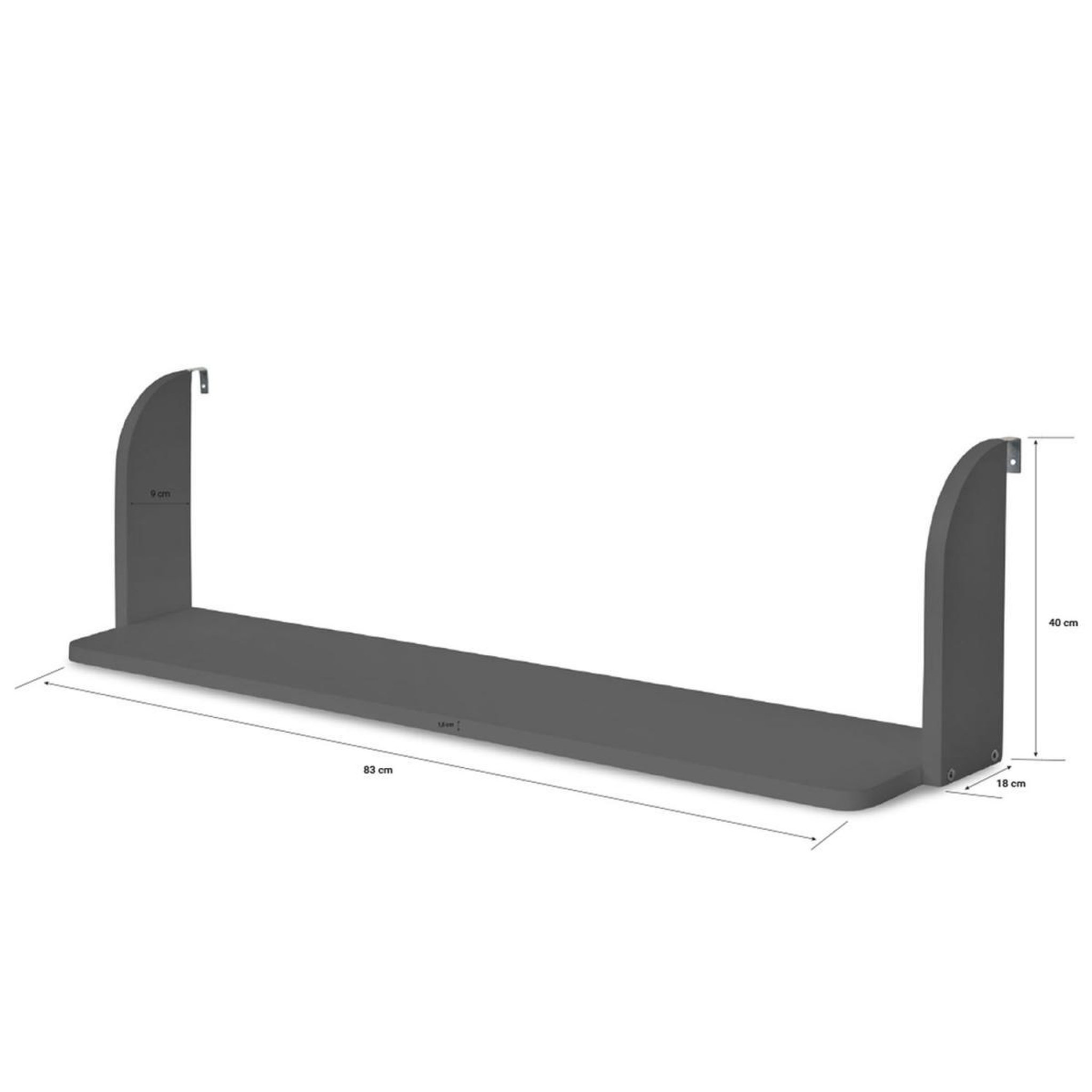 Voir la diapositive 2 : HomeStyle4U Etagère suspendue grise en bois 83cm à fixer à un lit